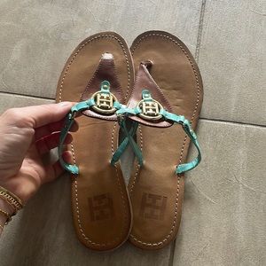 Brown and teal Tommy Hilfiger sandals